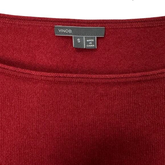 VINCE. Structured Wool-Cashemere Blend Red Oversized Pullover Women's Size Small - Picture 4 of 8